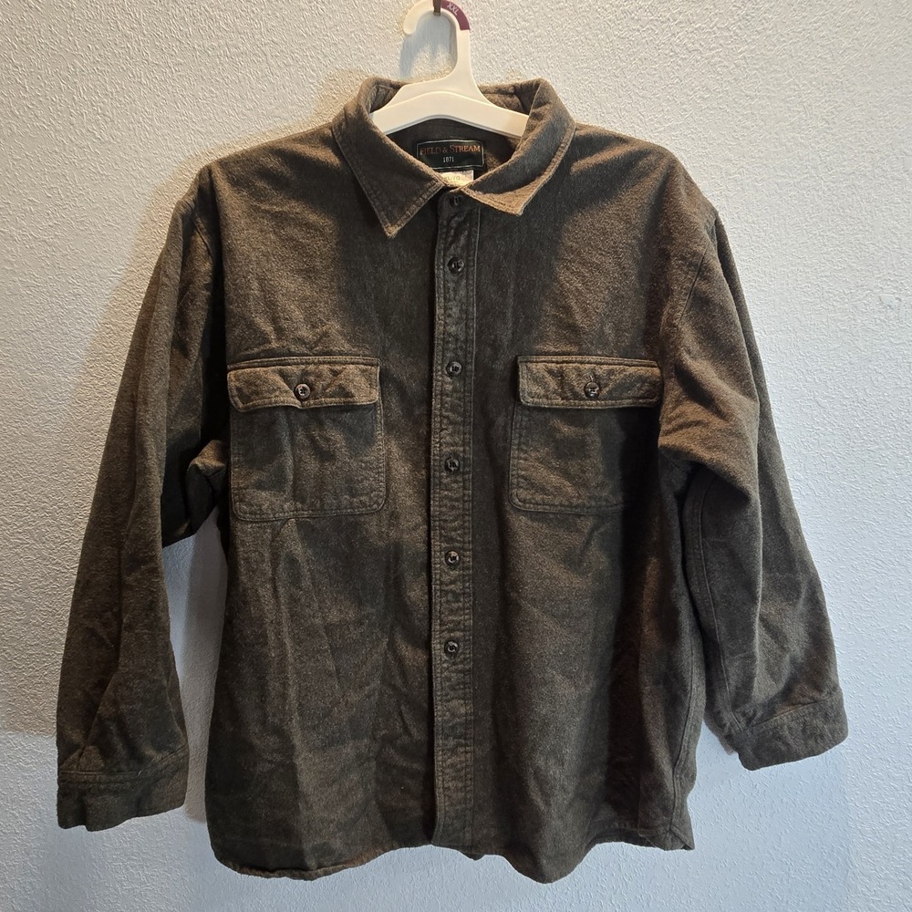 Field & Stream 1871 Heavy Flannel Work Shirt Mens XL Tall Brown Button‎ Up...